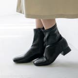 1020ブラックPU | ショートブーツ レディース チャンキーヒール | welleg