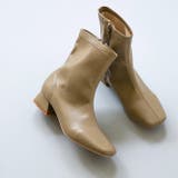 1052カーキPU | ショートブーツ レディース チャンキーヒール | welleg
