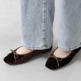 4086ダークブラウンベロア | スクエアトゥ バレエシューズ バレエコア | welleg