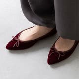 4042レッドベロア | 軽量 ポインテッドトゥ バレエシューズ | welleg