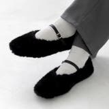 4020ブラックファー | バレエシューズ パンプス レディース | welleg