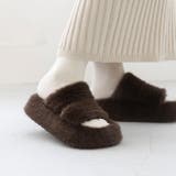 4086ダークブラウン | ファーサンダル 厚底 厚底サンダル | welleg