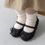 ブラックポンポン細リボンクロス調 | 子供 靴 女の子 | welleg