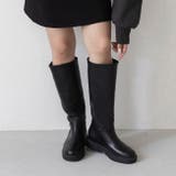 1020ブラックPU | ロングブーツ レディース ボリュームソール | welleg