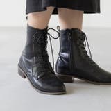 1020ブラックPU | ミドルブーツ レディース レースアップブーツ | welleg