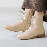 1001アイボリーPU | ミドルブーツ レディース レースアップブーツ | welleg