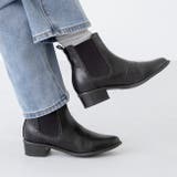 1020ブラックpu | ポインテッドトゥ ローヒール サイドゴア | welleg