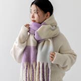 9110ラベンダーブロックチェック | マフラー 巻き方 かわいい | welleg