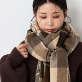 ブラウンxベージュ | なめらかプレーン 大判ストール マフラー | welleg