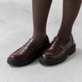 1174ダークブラウンコインPU | ローファー 厚底 レディース | welleg