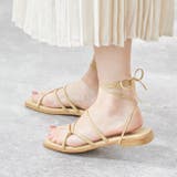 1063イエローPU | 巻き付けストラップ フラットヒール サンダル | welleg