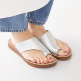 1140シルバーPU | フェイクレザー フラットヒール トングサンダル | welleg