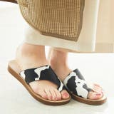 4212カウCL | フェイクレザー フラットヒール トングサンダル | welleg