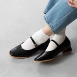 1020ブラックPU | ストラップパンプス レディース チャンキーヒール | welleg