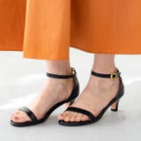 1020ブラックpu | アンクルストラップ 5cmヒール サンダル | welleg