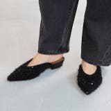 4020ブラックフリンジ | ミュール サンダル つっかけ | welleg