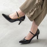 ブラック/エナメル調 | ストラップ 7cmヒール パンプス | welleg