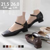 スクエアトゥ ストラップ 変形ヒール | welleg | 詳細画像1 