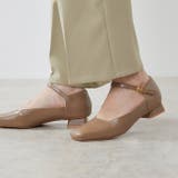 1034グレージュPU | スクエアトゥ ストラップ 変形ヒール | welleg