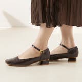 1220ダークブラウンクロコPU | スクエアトゥ ストラップ 変形ヒール | welleg