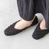 ブラックポンポン／クロス調 | スクエアトゥ 2wayバブーシュ レディース | welleg