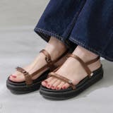 4086ダークブラウンサテン | サンダル ストラップサンダル ストラップ | welleg