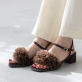 4084ブラウンチュール | ストラップサンダル レディース チャンキーヒール | welleg