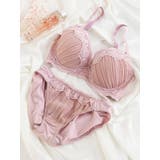 ピンク | [D85-H95]プリーツレースブラ＆ショーツ(モールドカップ) | Re-J＆SUPURE