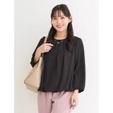黒 | ラクケアアクセサリー付きタックバルーンブラウス | Re-J&SUPURE