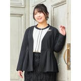 黒 | 【接触冷感】【ストレッチツイル】ノーカラーペプラムジャケット | Re-J&SUPURE