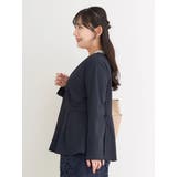 【接触冷感】【ストレッチツイル】ノーカラーペプラムジャケット | Re-J&SUPURE | 詳細画像5