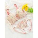 ピンク | [D85-H95]【脇高】フラワープリントブラ＆ショーツ(モールドカップ) | Re-J＆SUPURE