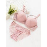 ピンク | [D85-H95]ストリング総レースブラ＆ショーツ(モールドカップ) | Re-J＆SUPURE