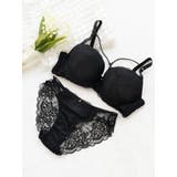 黒 | [D85-H95]ストリング総レースブラ＆ショーツ(モールドカップ) | Re-J＆SUPURE