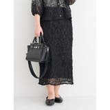 黒 | 【WEB限定】レース刺繍ナロースカート | Re-J&SUPURE