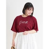 ワイン | 筆記体ロゴ刺繍Tシャツ | Re-J&SUPURE