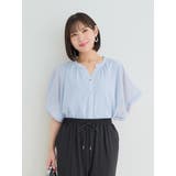 サックス | シフォンドルマンスキッパーブラウス(無地・ドット柄) | Re-J&SUPURE