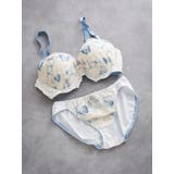 青 | [D85-I95］バタフライ刺繍ブラ＆ショーツ(モールドカップ) | Re-J＆SUPURE