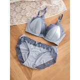 青 | [D85-H95］【脇高】バイカラーレースブラ＆ショーツ(モールドカップ) | Re-J＆SUPURE