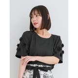 黒 | 【WEB限定】5分袖フラワースリーブトップス | Re-J&SUPURE