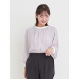 ベージュ | ラクケア 配色パイピングブラウス | Re-J&SUPURE