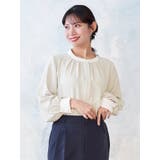 グレー | ラクケア 配色パイピングブラウス | Re-J&SUPURE