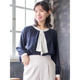 紺 | 【マルチWAY】ラクケア パールアクセサリー付きボウタイブラウス | Re-J＆SUPURE