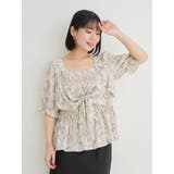 【WEB限定】花柄シャーリングリボンブラウス | Re-J&SUPURE | 詳細画像1