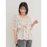 A柄 | 【WEB限定】花柄シャーリングリボンブラウス | Re-J&SUPURE