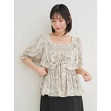 B柄 | 【WEB限定】花柄シャーリングリボンブラウス | Re-J&SUPURE
