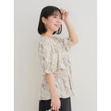 【WEB限定】花柄シャーリングリボンブラウス | Re-J&SUPURE | 詳細画像3