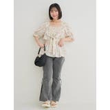 【WEB限定】花柄シャーリングリボンブラウス | Re-J&SUPURE | 詳細画像15