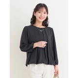 黒 | ラクケア アクセサリー付きタックバルーンブラウス | Re-J&SUPURE
