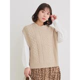 ベージュ | [SET]ケーブルニットベスト×バンドカラーシャツ | Re-J＆SUPURE